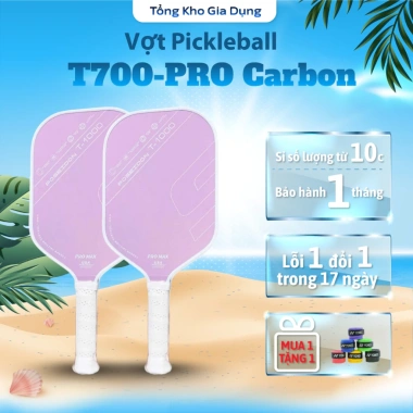 Vợt Pickleball T700 Pro Carbon Siêu Nhẹ 235g - Mặt Nhám Chống Trượt, Bền Chắc, 450k