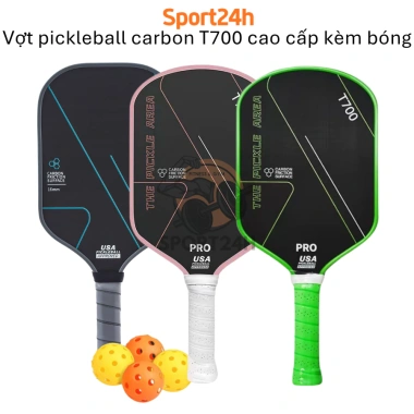 Vợt Pickleball T700 PRO Sport24h - Carbon cao cấp, mặt nhám siêu nhẹ, bộ trẻ em và người lớn, giá ưu đãi 190.000₫