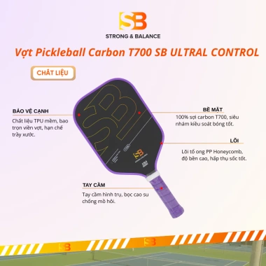 Vợt Pickleball T700 Pro tím SB Ultra Control - Siêu rẻ 293.400đ, giá gốc 366.750đ, mua trực tiếp xưởng 2