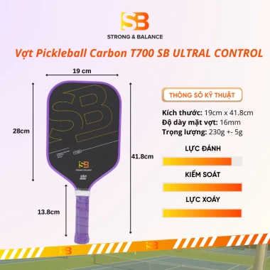 Vợt Pickleball T700 Pro tím SB Ultra Control - Siêu rẻ 293.400đ, giá gốc 366.750đ, mua trực tiếp xưởng 3