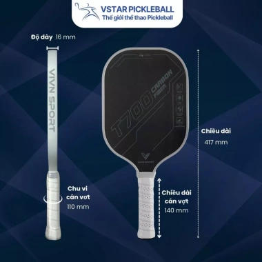 Vợt Pickleball T700 Pro VIVN SPORT mặt nhám siêu nhẹ - công thủ toàn diện, chỉ 299.000₫ 2 Vợt Pickleball T700 Pro VIVN SPORT mặt nhám siêu nhẹ - công thủ toàn diện, chỉ 299.000₫ 2