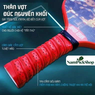 Vợt Pickleball Trẻ Em 14mm Sợi Thủy Tinh, Lõi Tổ Ong, In 2 Mặt, Tặng Bóng và Quấn Vợt, Bền Bỉ Giá Ưu Đãi 189k 7