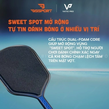 Vợt Pickleball Vatic Pro Vsol Pro Flash - Lõi Carbon, Độ Nảy Cao, Kiểm Soát Tốt, Nhẹ, Trợ Lực