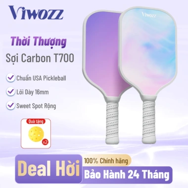 Vợt Pickleball Viwozz 16mm T700 Carbon – Thiết kế thời trang, tăng sức mạnh tấn công, giá 399k