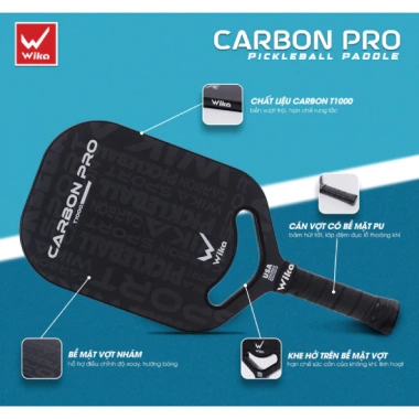 Vợt Pickleball Wika Cacbon Pro 100% Carbon T1.000 16mm mặt nhám - Giá chỉ 1.099.000 VND