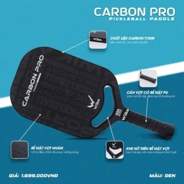 Vợt Pickleball Wika Carbon Pro T1.000 Chính Hãng - Nhẹ Bám Đỉnh, Giá 1.099.000đ