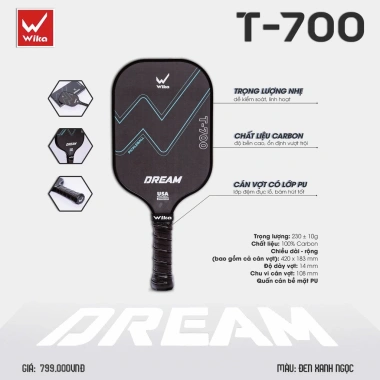 Vợt Pickleball Wika DREAM chính hãng - Carbon T-700, độ nhám chuẩn, tăng ma sát, giá ưu đãi 595.000₫