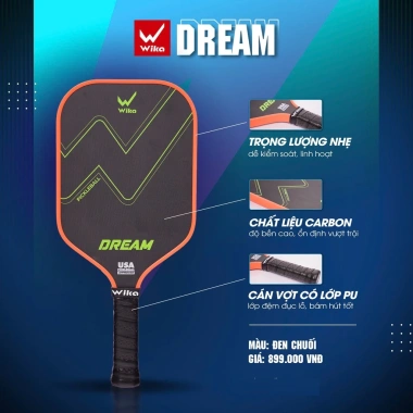 Vợt Pickleball Wika DREAM chính hãng - Carbon T-700, độ nhám chuẩn, tăng ma sát, giá ưu đãi 595.000₫
