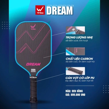 Vợt Pickleball Wika DREAM chính hãng - Carbon T-700, độ nhám chuẩn, tăng ma sát, giá ưu đãi 595.000₫