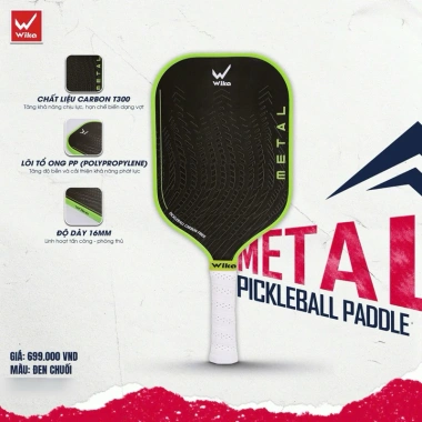 Vợt Pickleball Wika Metal Carbon T300 siêu nhẹ chuẩn thi đấu nguyên hộp 571.000₫