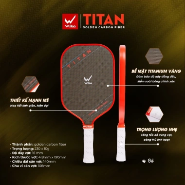 Vợt Pickleball Wika Titan Carbon Trọng Lượng Nhẹ Độ Bền Cao Giá 1.000.000 VND