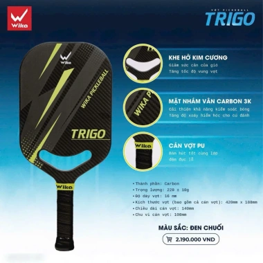 Vợt Pickleball Wika Trigo Carbon 3K chính hãng, siêu nhẹ, bền đẹp, giá 1.725.000 VND