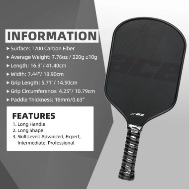 Vợt Pickleball X-ace Carbon T700, thermoforming, cạnh bảo vệ - Giá chỉ 1.19 triệu