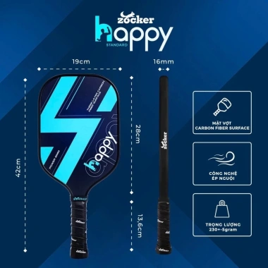 Vợt Pickleball Zocker HP01 Carbon 3 lớp chính hãng – Siêu nhẹ, kiểm soát cao, giảm giá 2