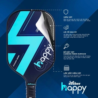 Vợt Pickleball Zocker HP01 Carbon 3 lớp chính hãng – Siêu nhẹ, kiểm soát cao, giảm giá 4
