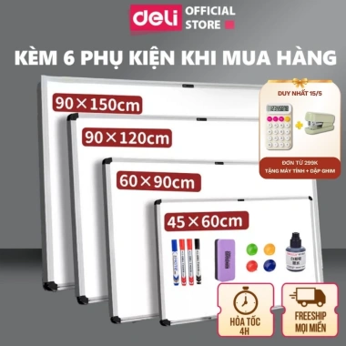 Voucher 50k Bảng Từ Trắng Deli Mica Nam Châm, Khay Đựng, Giá 100k cho Học Sinh Văn Phòng