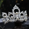 Vương miện bạc Baroque công chúa trưởng thành lá họa tiết kim cương giả phù dâu cô dâu 2