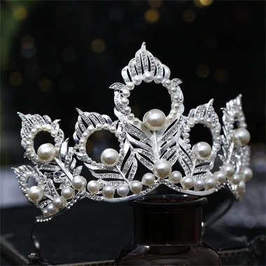 Vương miện bạc Baroque công chúa trưởng thành lá họa tiết kim cương giả phù dâu cô dâu 3 Vương miện bạc Baroque công chúa trưởng thành lá họa tiết kim cương giả phù dâu cô dâu 3