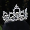 Vương miện bạc Baroque công chúa trưởng thành lá họa tiết kim cương giả phù dâu cô dâu 8