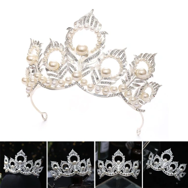 Vương miện bạc Baroque công chúa trưởng thành lá họa tiết kim cương giả phù dâu cô dâu 9 Vương miện bạc Baroque công chúa trưởng thành lá họa tiết kim cương giả phù dâu cô dâu 9
