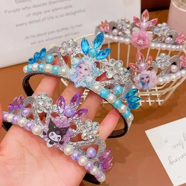 Vương miện băng giá kim cương ngọc trai - Phụ kiện biểu diễn cho bé gái, chỉ 39.600₫
