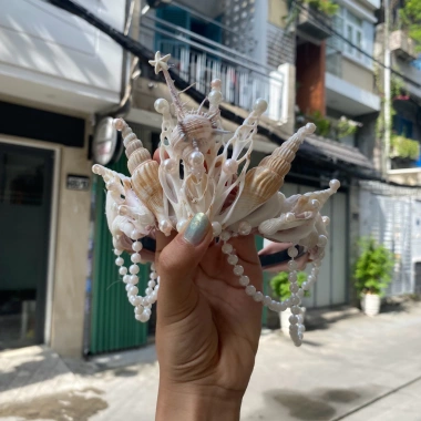 Vương miện vỏ sò tự nhiên handmade - Vương miện cô dâu, chụp hình, giảm giá 229k