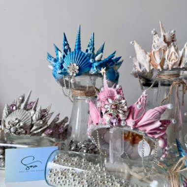 Vương miện vỏ sò tự nhiên handmade - Vương miện cô dâu, chụp hình, giảm giá 229k