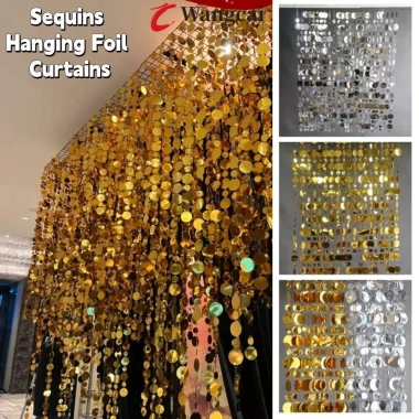 WANGMCAI 10 Dây Hạt Sequin Rem Flash 1m Kim Sa Lấp Lánh Đồ DIY Treo Rèm Giấy Trang Trí Sân Khấu Bạc