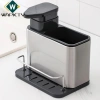 WAPKTY Giá đựng bộ đồ ăn, hộp giặt 3 trong 1 – Giá đỡ xốp thép không gỉ, tiết kiệm không gian bếp