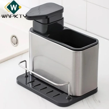 WAPKTY Giá đựng bộ đồ ăn, hộp giặt 3 trong 1 – Giá đỡ xốp thép không gỉ, tiết kiệm không gian bếp