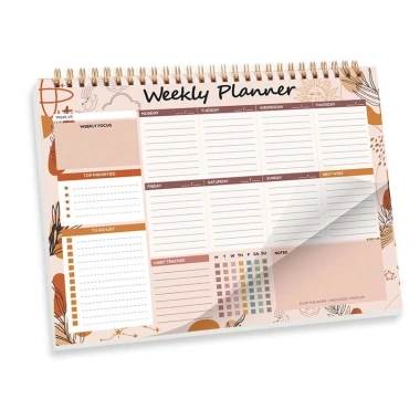 WAPKTY Sổ tay lập kế hoạch hàng tuần 2.025 - Pad giấy dày 52 trang, Bắc Âu, cuộn dây, việc cần làm 10