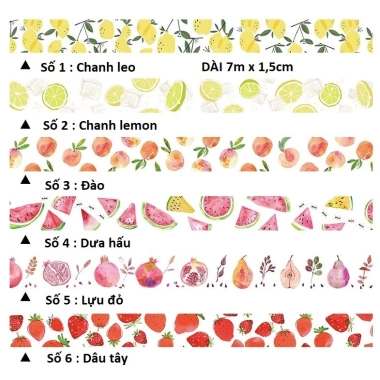 Washi tape cute hình Hoa quả - Dễ thương, trang trí sổ tay, bullet journal chỉ 14.000đ 4