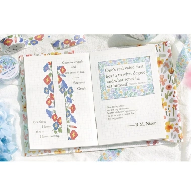 Washi Tape Hoa Cúc Trắng Xanh Pastel 1 Cuộn - Lá Cỏ Dễ Thương Dán Sổ Bullet Journal Giá 26k 5
