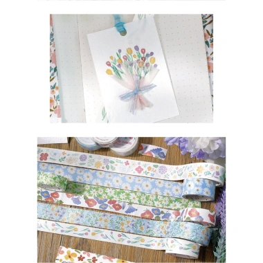 Washi Tape Hoa Cúc Trắng Xanh Pastel 1 Cuộn - Lá Cỏ Dễ Thương Dán Sổ Bullet Journal Giá 26k 8