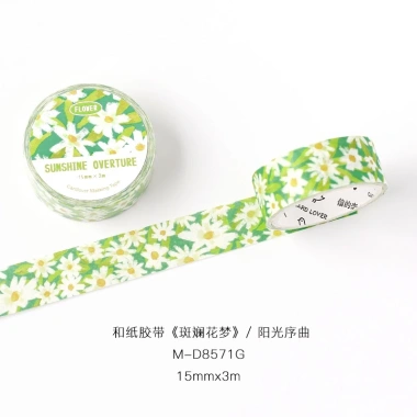 Washi Tape Hoa Cúc Trắng Xanh Pastel 1 Cuộn - Lá Cỏ Dễ Thương Dán Sổ Bullet Journal Giá 26k 10