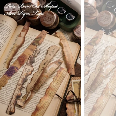 Washi Tape Vintage Giấy Cũ Cháy Xén - 1 Cuộn Dán Journal Scrapbook Thư - 27.000₫ 6