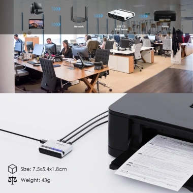 WAVLINK Máy chủ in không dây USB WiFi + Cầu LAN - Hỗ trợ RAW, chế độ không dây & có dây, giảm 20%
