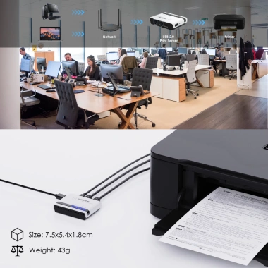 Wavlink Máy In USB Không Dây 10/100Mbps LAN và Bridge 480Mbps USB2.0 847.000đ