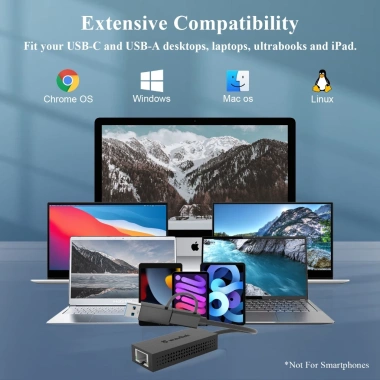 WAVLINK USB-C/A sang Ethernet 2.5Gb Nhỏ Gọn, 2-trong-1, Windows, Mac, iPadOS - 354.060 VND