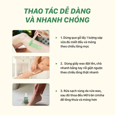 Wax lông UMIHA 95gr - Sáp bám dính x2 + Vitamin C, sáng da, giảm còn 175.000₫ 5