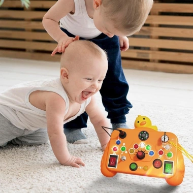 WAY2TOP Đồ chơi cảm giác bảng bận rộn Montessori, công tắc LED, bảng tương tác giáo dục mầm non