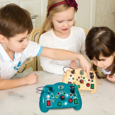 WAY2TOP Đồ chơi cảm giác bảng bận rộn Montessori, công tắc LED, bảng tương tác giáo dục mầm non