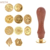WEETW Bộ đầu tem sáp 8/10/12 Hoa hồng, sơn mài, tay cầm gỗ, tháo rời – 94.600₫