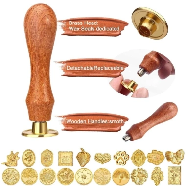 WEETW Bộ đầu tem sáp 8/10/12 Hoa hồng, sơn mài, tay cầm gỗ, tháo rời – 94.600₫ 3