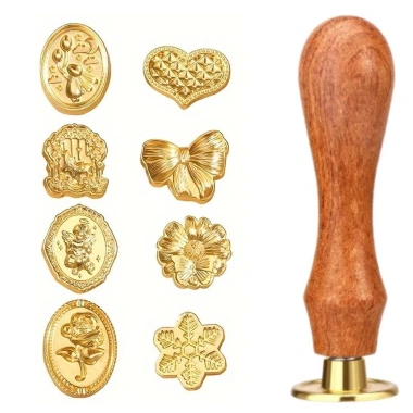 WEETW Bộ đầu tem sáp 8/10/12 Hoa hồng, sơn mài, tay cầm gỗ, tháo rời – 94.600₫ 10