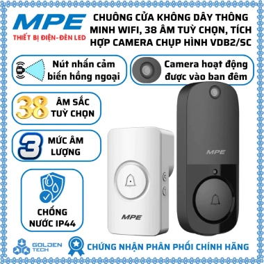 WIFI chuông cửa không dây thông minh 38 âm, camera VDB2/SC MPE - 1.015.000₫