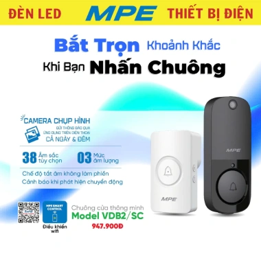 WIFI chuông cửa không dây thông minh 38 âm, camera VDB2/SC MPE - 1.015.000₫