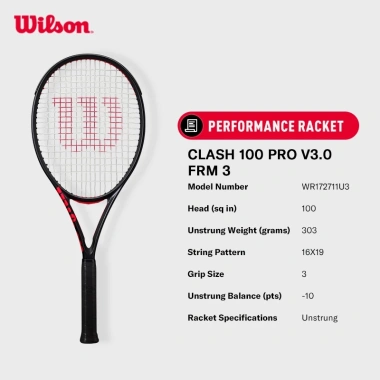 Wilson Clash 100 Pro V3 Vợt Tennis Chưa Căng Dây WR172.711U Giá chỉ 7.9 Triệu