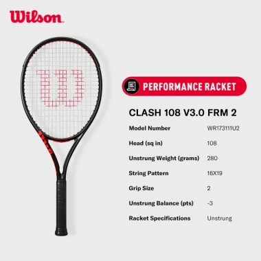 Wilson Clash 108 V3 Vợt Tennis Chưa Căng Dây WR173.111U - Giá 7.999.000 VNĐ, giảm từ 9.758.780