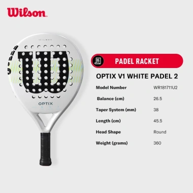 Wilson Optix V1 White - Vợt Padel WR181.711U2, Optix, độ bám cao, 3.499.000 VND 6